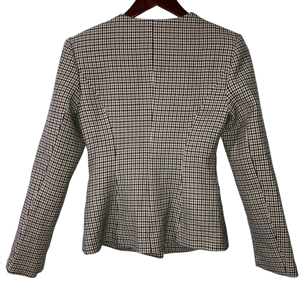 Commense Cream Brown Black Houndstooth Sweetheart Neckline Blazer Jacket XS NWT - Picture 5 of 13
